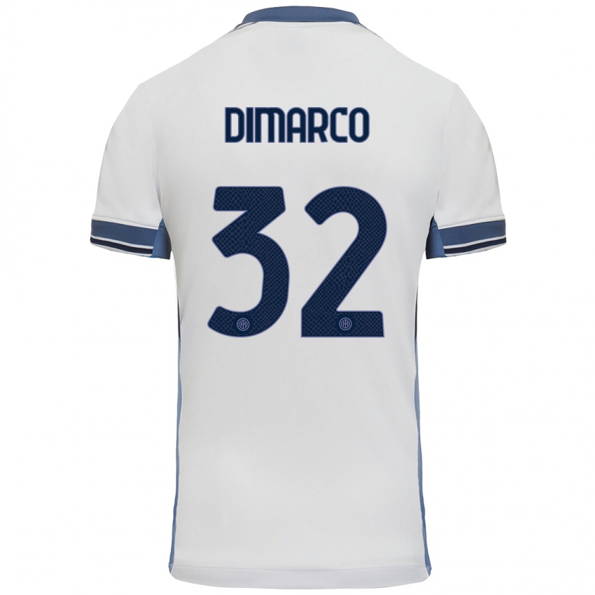 Niño Camiseta Federico Dimarco #32 Blanco Gris 2ª Equipación 2024/25 La Camisa Argentina