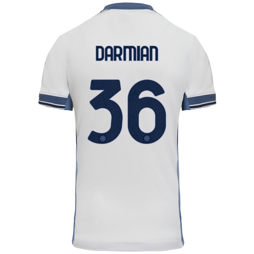 Niño Camiseta Matteo Darmian #36 Blanco Gris 2ª Equipación 2024/25 La Camisa Argentina