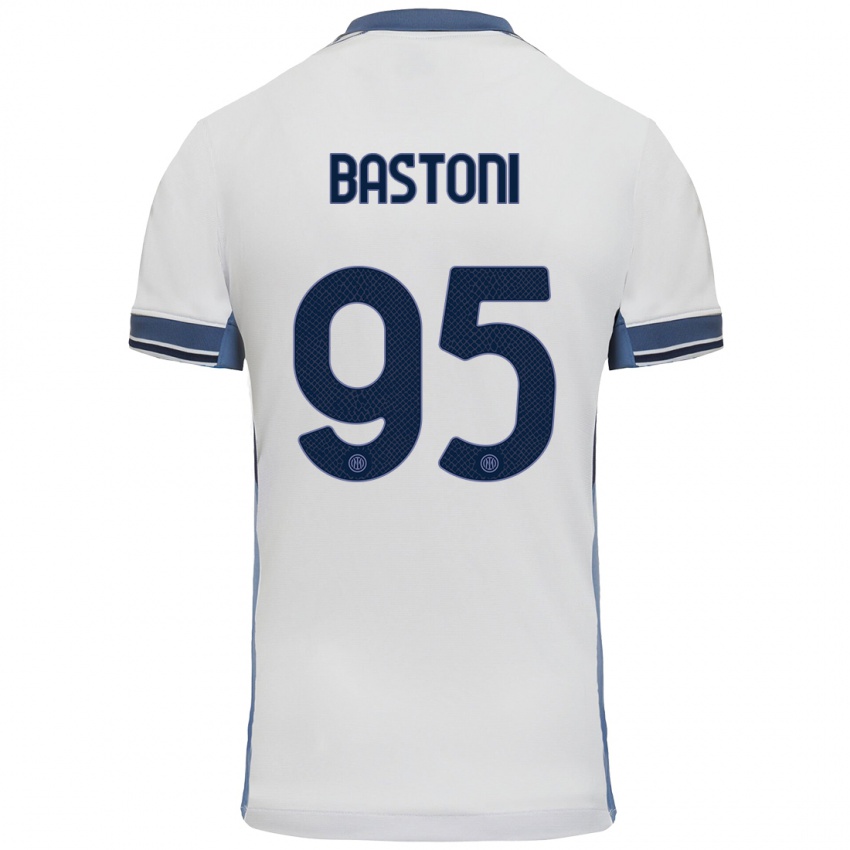 Niño Camiseta Alessandro Bastoni #95 Blanco Gris 2ª Equipación 2024/25 La Camisa Argentina