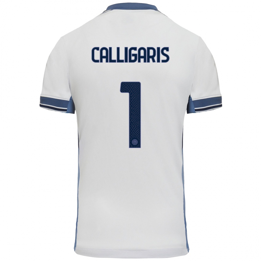 Niño Camiseta Alessandro Calligaris #1 Blanco Gris 2ª Equipación 2024/25 La Camisa Argentina