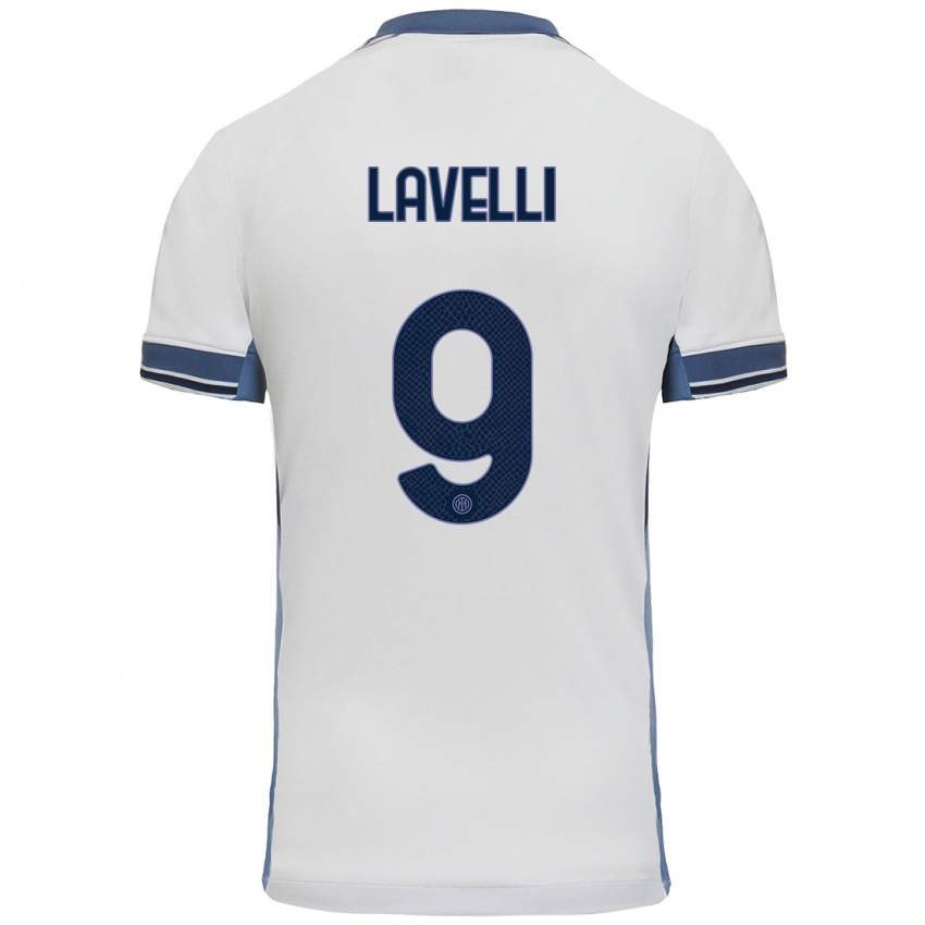 Niño Camiseta Matteo Lavelli #9 Blanco Gris 2ª Equipación 2024/25 La Camisa Argentina