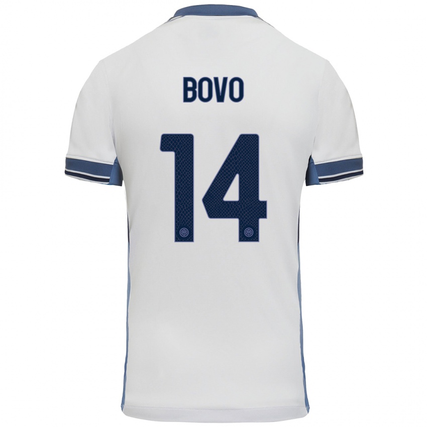 Niño Camiseta Leonardo Bovo #14 Blanco Gris 2ª Equipación 2024/25 La Camisa Argentina