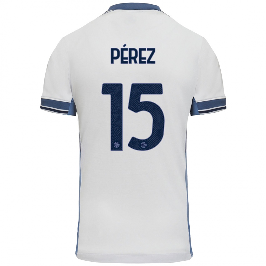 Niño Camiseta Álex Pérez #15 Blanco Gris 2ª Equipación 2024/25 La Camisa Argentina