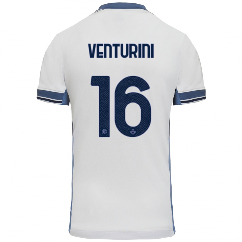 Niño Camiseta Matteo Venturini #16 Blanco Gris 2ª Equipación 2024/25 La Camisa Argentina