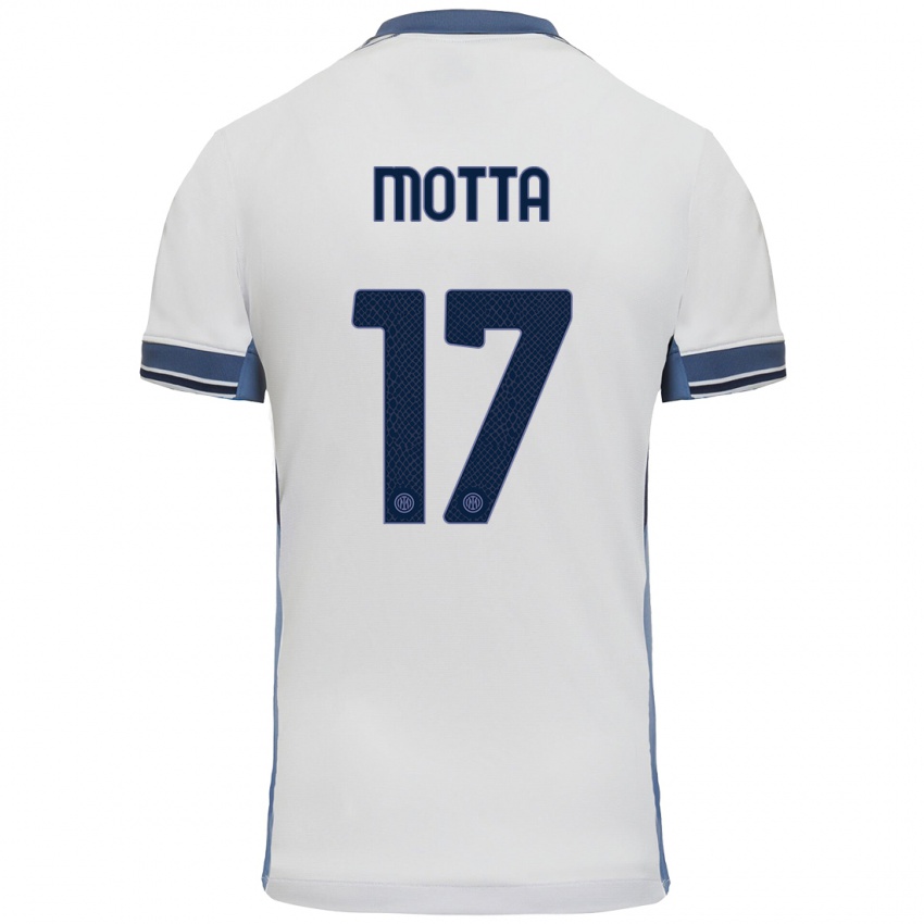 Niño Camiseta Matteo Motta #17 Blanco Gris 2ª Equipación 2024/25 La Camisa Argentina