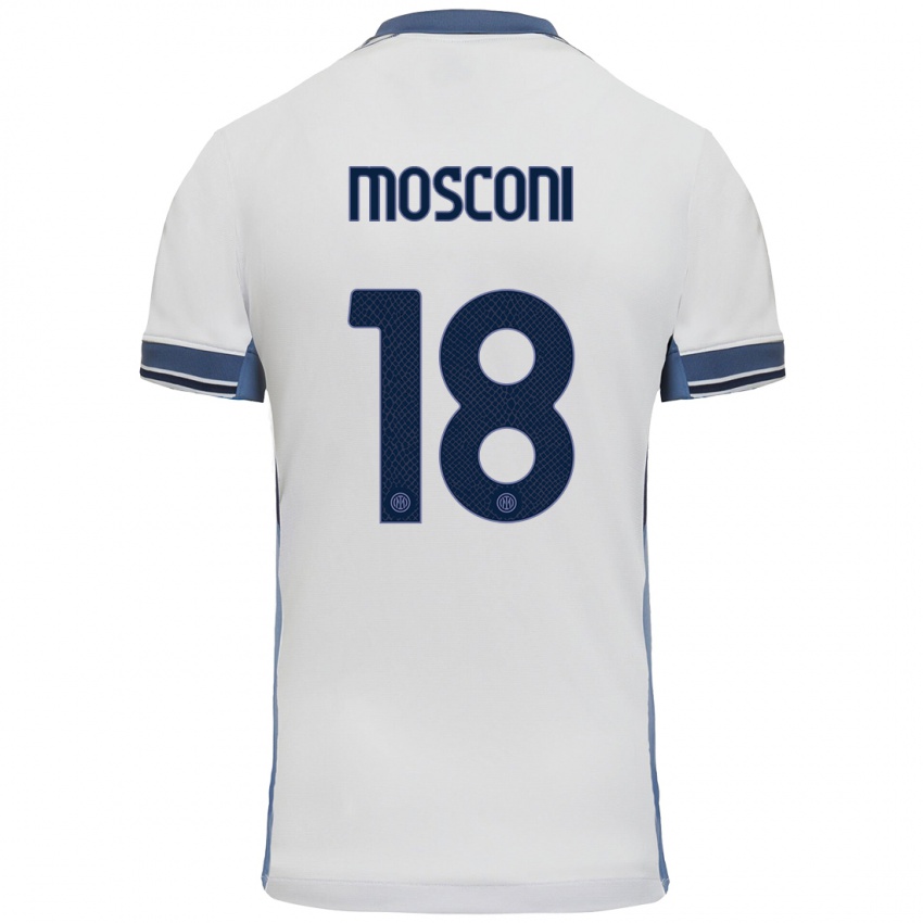 Niño Camiseta Mattia Mosconi #18 Blanco Gris 2ª Equipación 2024/25 La Camisa Argentina