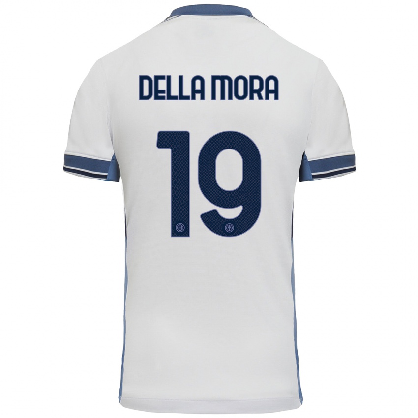 Niño Camiseta Tommaso Della Mora #19 Blanco Gris 2ª Equipación 2024/25 La Camisa Argentina