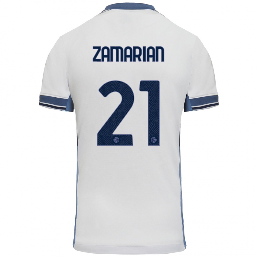 Niño Camiseta Matteo Zamarian #21 Blanco Gris 2ª Equipación 2024/25 La Camisa Argentina