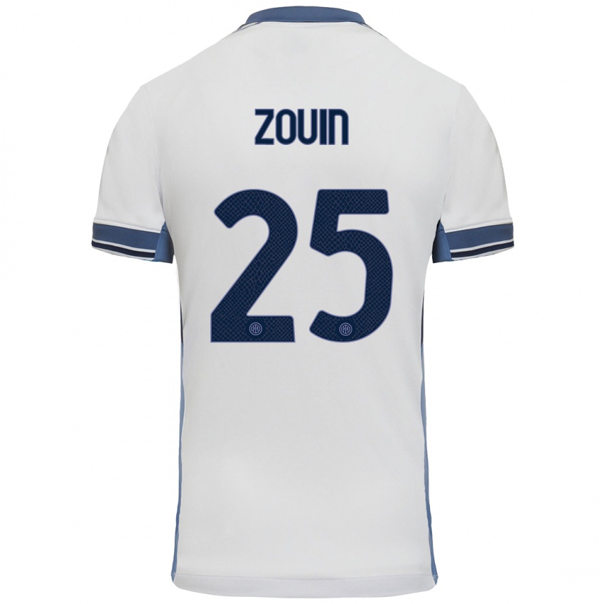 Niño Camiseta Aymen Zouin #25 Blanco Gris 2ª Equipación 2024/25 La Camisa Argentina