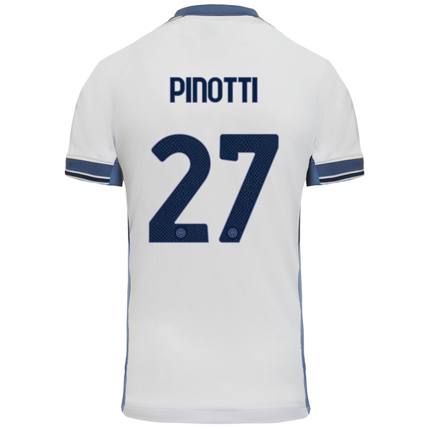 Niño Camiseta Manuel Pinotti #27 Blanco Gris 2ª Equipación 2024/25 La Camisa Argentina