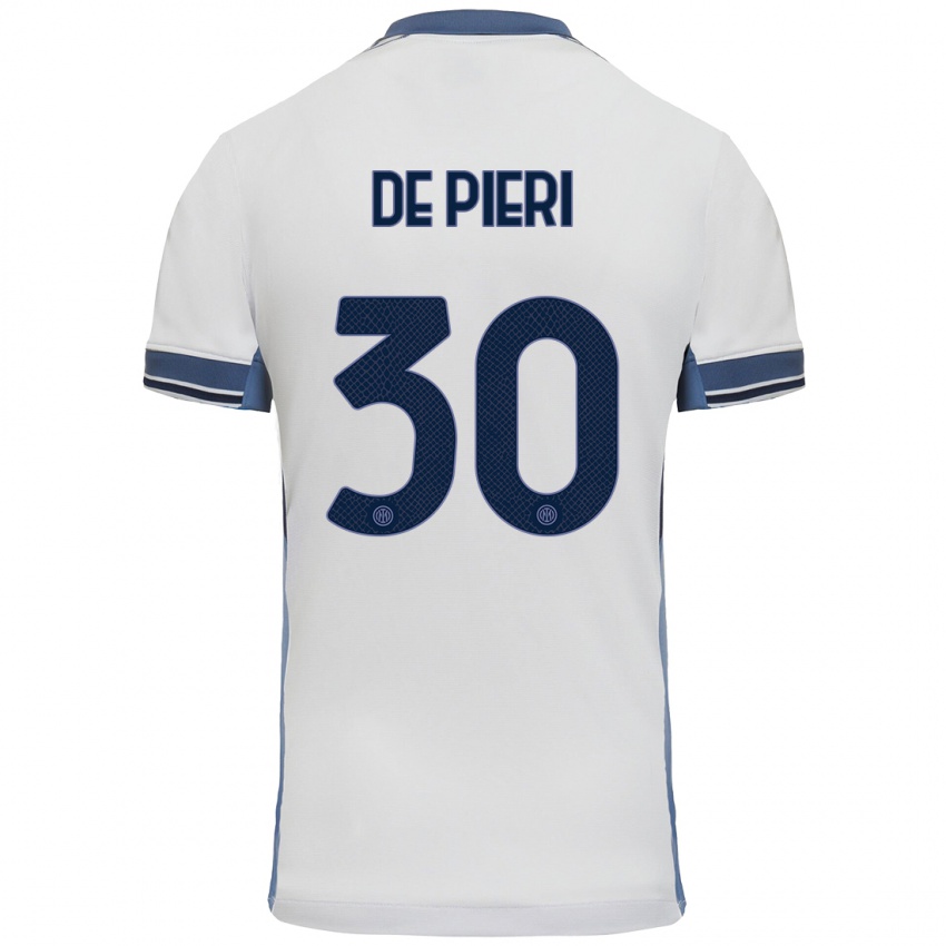 Niño Camiseta Giacomo De Pieri #30 Blanco Gris 2ª Equipación 2024/25 La Camisa Argentina