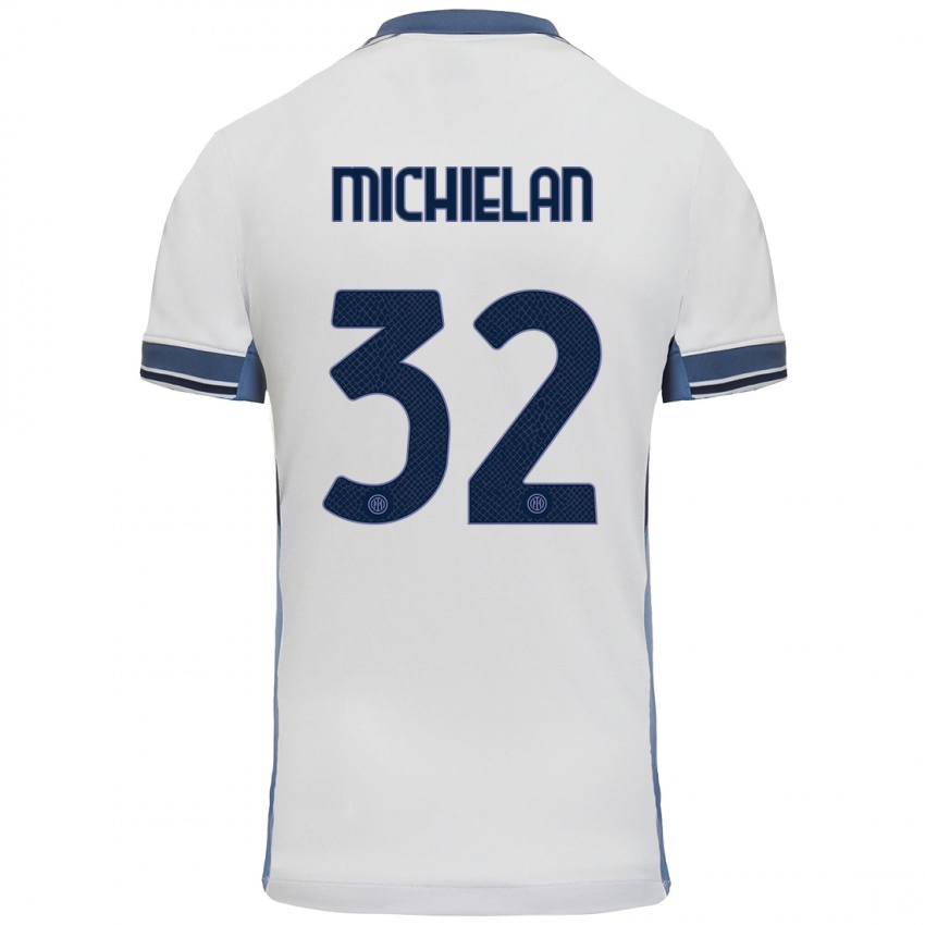 Niño Camiseta Mattia Michielan #32 Blanco Gris 2ª Equipación 2024/25 La Camisa Argentina