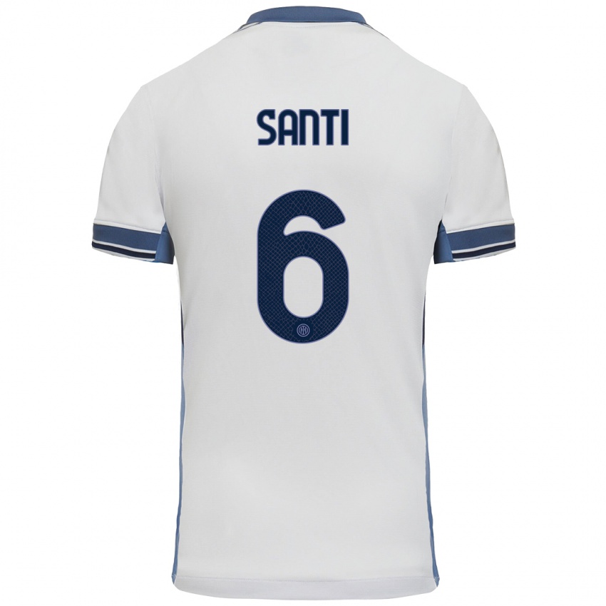 Niño Camiseta Irene Santi #6 Blanco Gris 2ª Equipación 2024/25 La Camisa Argentina