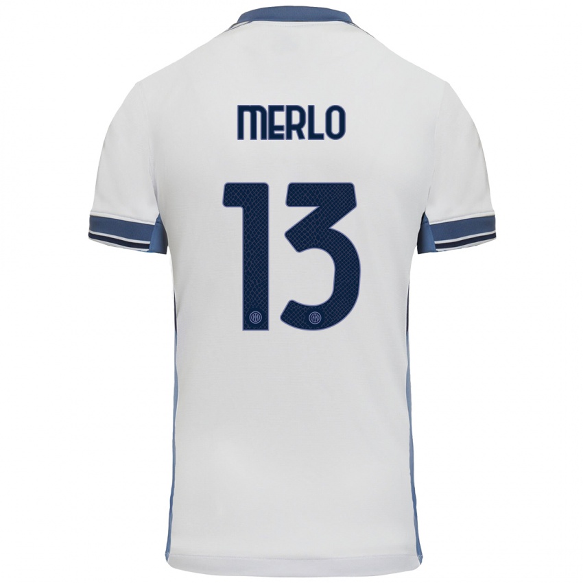 Niño Camiseta Beatrice Merlo #13 Blanco Gris 2ª Equipación 2024/25 La Camisa Argentina