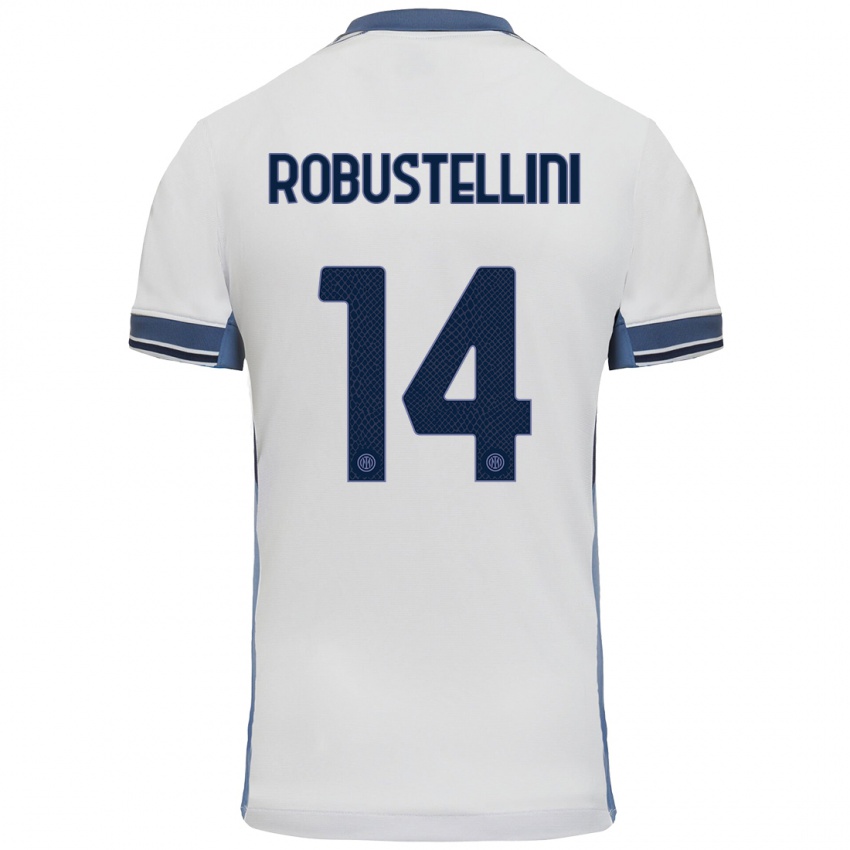 Niño Camiseta Chiara Robustellini #14 Blanco Gris 2ª Equipación 2024/25 La Camisa Argentina