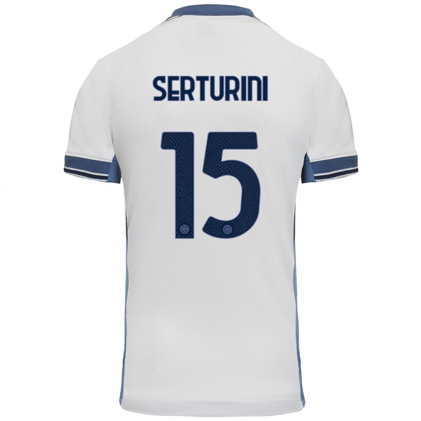 Niño Camiseta Annamaria Serturini #15 Blanco Gris 2ª Equipación 2024/25 La Camisa Argentina