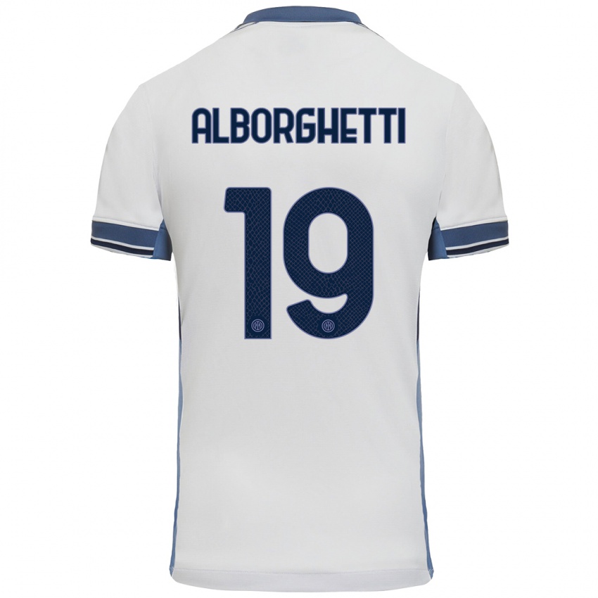 Niño Camiseta Lisa Alborghetti #19 Blanco Gris 2ª Equipación 2024/25 La Camisa Argentina