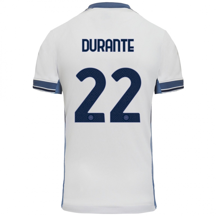 Niño Camiseta Francesca Durante #22 Blanco Gris 2ª Equipación 2024/25 La Camisa Argentina