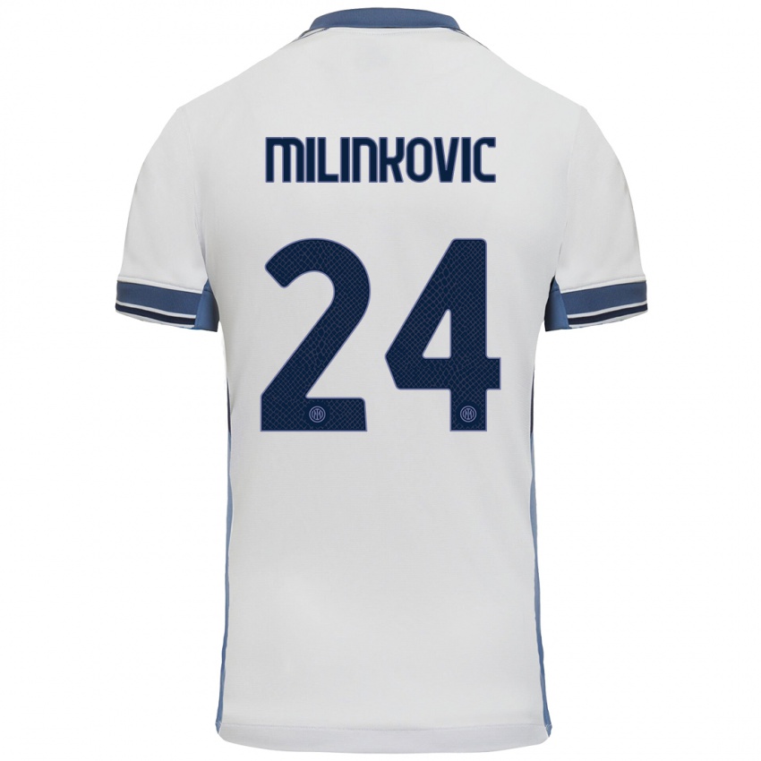 Niño Camiseta Marija Milinković #24 Blanco Gris 2ª Equipación 2024/25 La Camisa Argentina