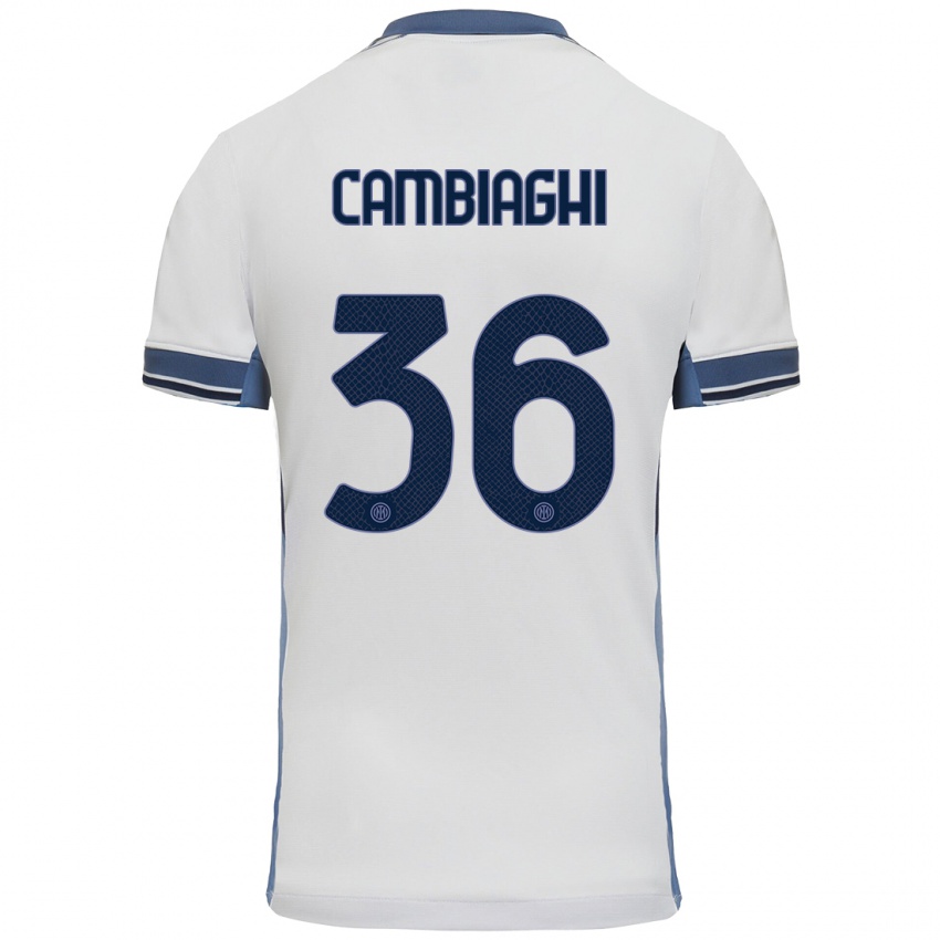 Niño Camiseta Michela Cambiaghi #36 Blanco Gris 2ª Equipación 2024/25 La Camisa Argentina