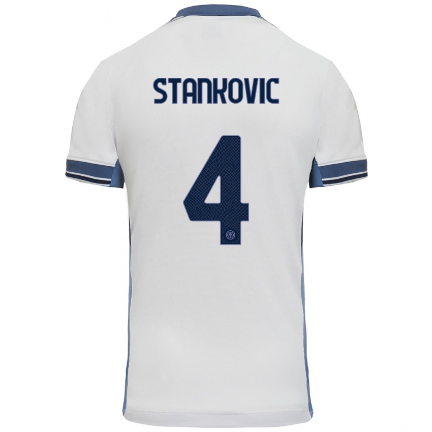 Niño Camiseta Aleksandar Stankovic #4 Blanco Gris 2ª Equipación 2024/25 La Camisa Argentina