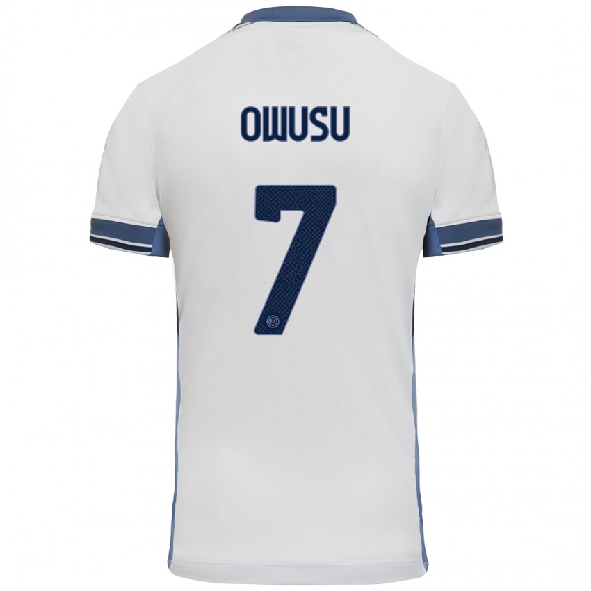 Niño Camiseta Enoch Owusu #7 Blanco Gris 2ª Equipación 2024/25 La Camisa Argentina