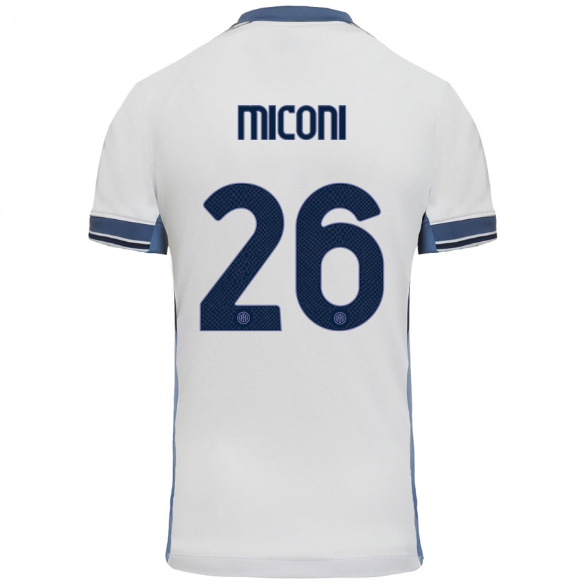 Niño Camiseta Riccardo Miconi #26 Blanco Gris 2ª Equipación 2024/25 La Camisa Argentina