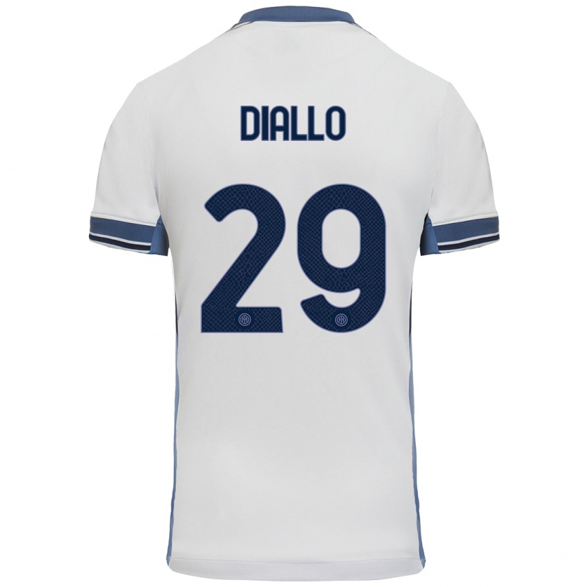 Niño Camiseta Oumar Diallo #29 Blanco Gris 2ª Equipación 2024/25 La Camisa Argentina