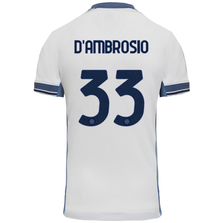 Niño Camiseta Danilo D'ambrosio #33 Blanco Gris 2ª Equipación 2024/25 La Camisa Argentina