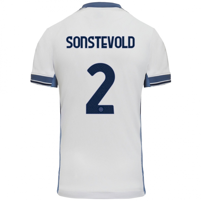 Niño Camiseta Anja Sonstevold #2 Blanco Gris 2ª Equipación 2024/25 La Camisa Argentina