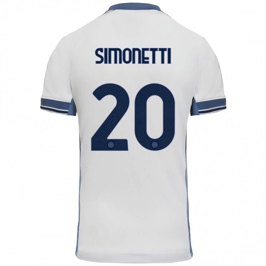 Niño Camiseta Flaminia Simonetti #20 Blanco Gris 2ª Equipación 2024/25 La Camisa Argentina