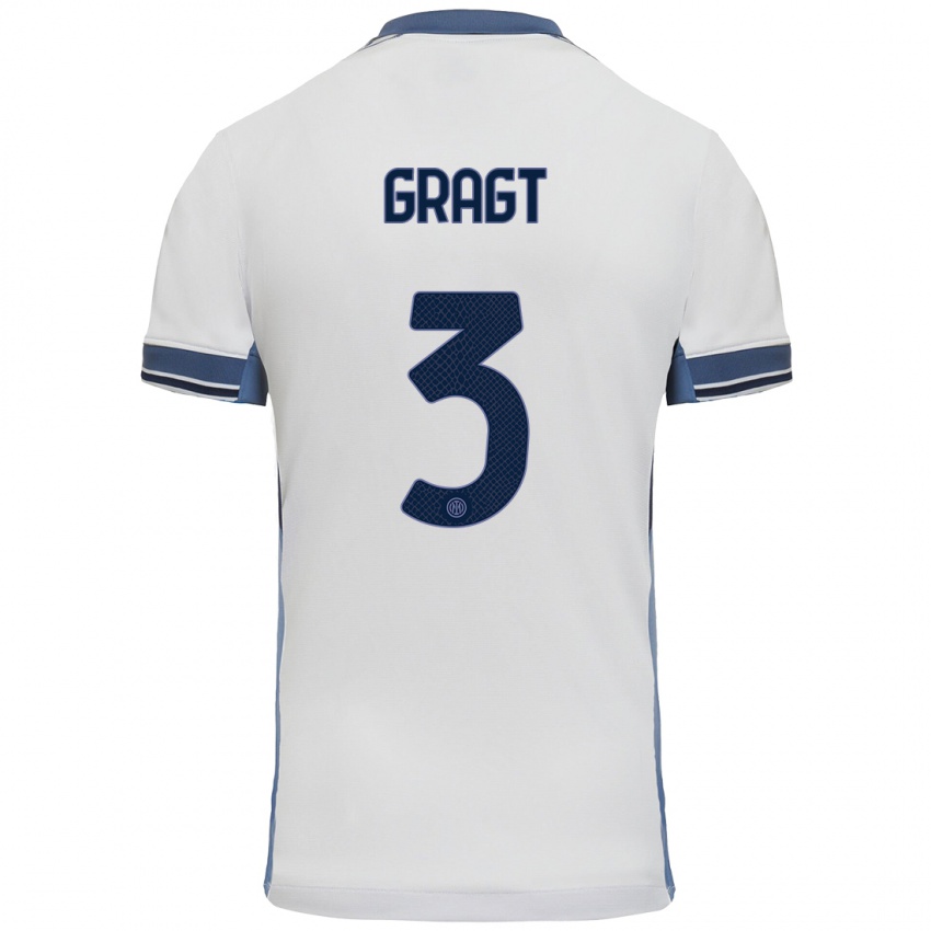 Niño Camiseta Stefanie Van Der Gragt #3 Blanco Gris 2ª Equipación 2024/25 La Camisa Argentina