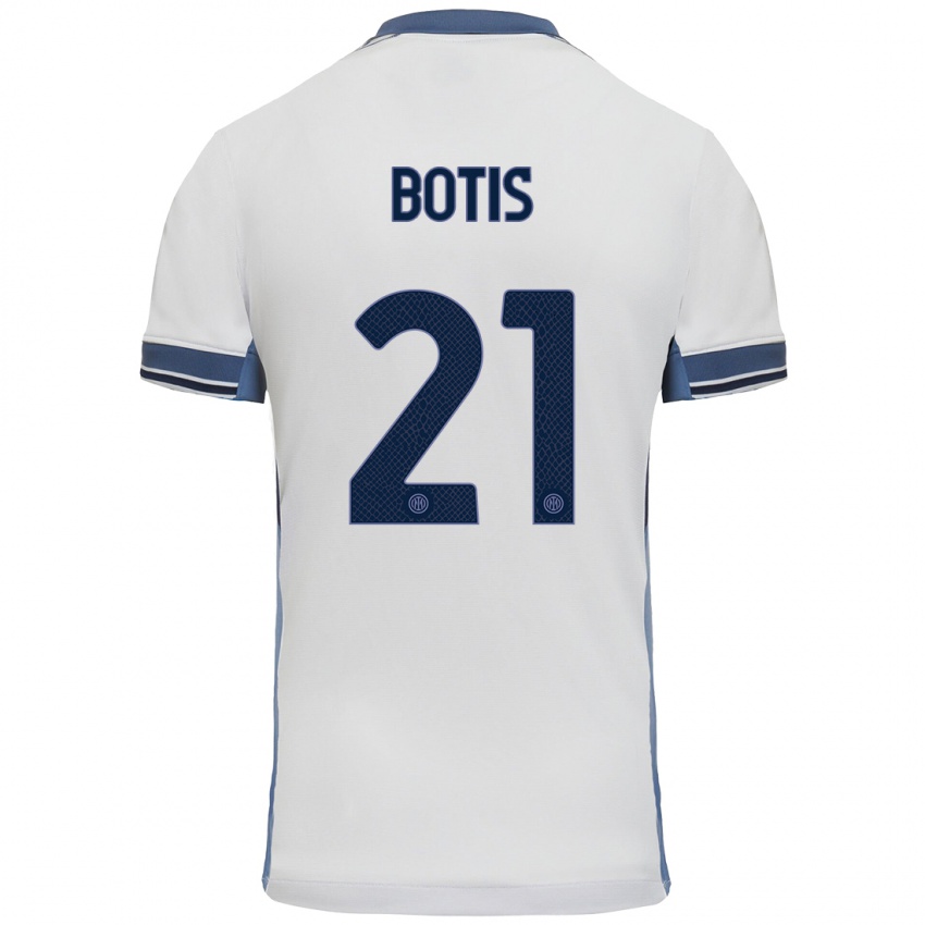 Niño Camiseta Nikolaos Botis #21 Blanco Gris 2ª Equipación 2024/25 La Camisa Argentina