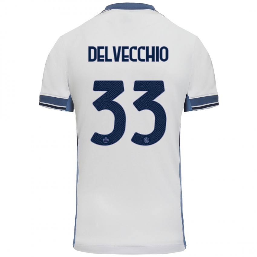 Niño Camiseta Gabriele Delvecchio #33 Blanco Gris 2ª Equipación 2024/25 La Camisa Argentina