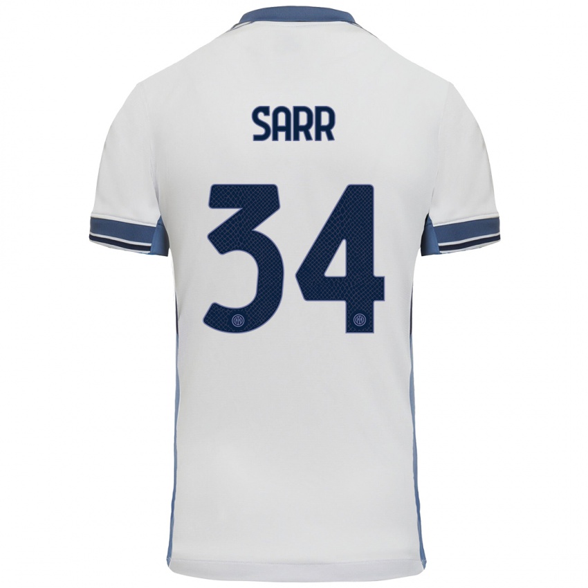 Niño Camiseta Amadou Sarr #34 Blanco Gris 2ª Equipación 2024/25 La Camisa Argentina