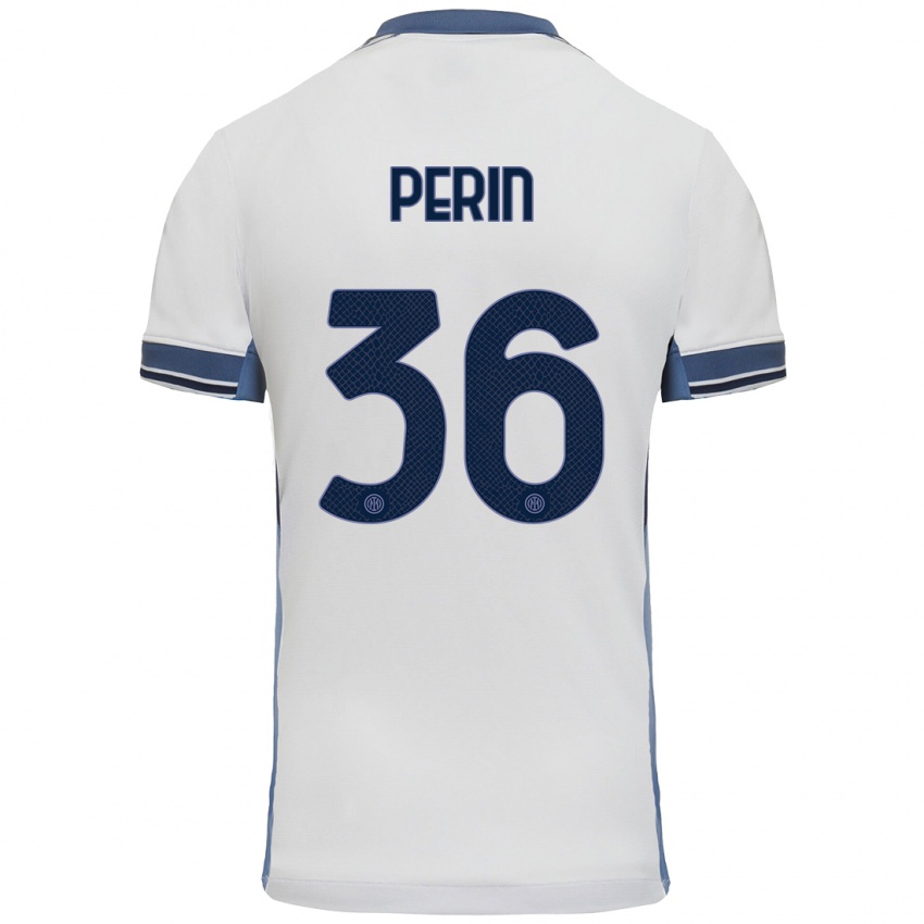 Niño Camiseta Nicolo Perin #36 Blanco Gris 2ª Equipación 2024/25 La Camisa Argentina