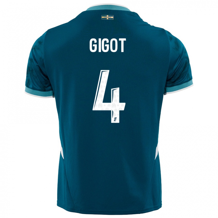 Niño Camiseta Samuel Gigot #4 Azul Turquesa 2ª Equipación 2024/25 La Camisa Argentina