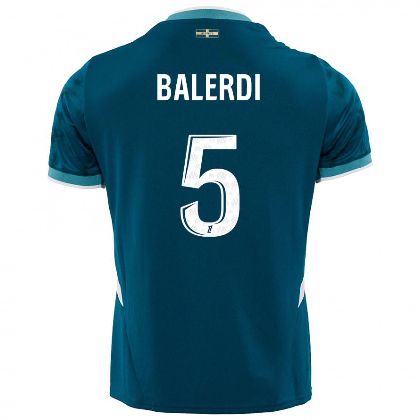 Niño Camiseta Leonardo Balerdi #5 Azul Turquesa 2ª Equipación 2024/25 La Camisa Argentina