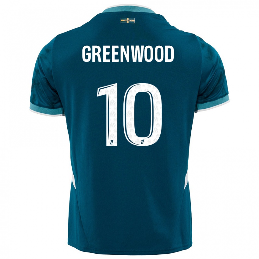 Niño Camiseta Mason Greenwood #10 Azul Turquesa 2ª Equipación 2024/25 La Camisa Argentina