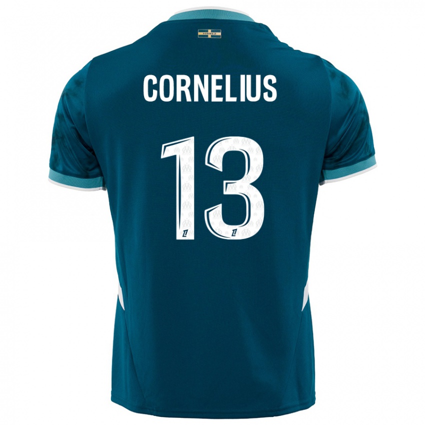 Niño Camiseta Derek Cornelius #13 Azul Turquesa 2ª Equipación 2024/25 La Camisa Argentina