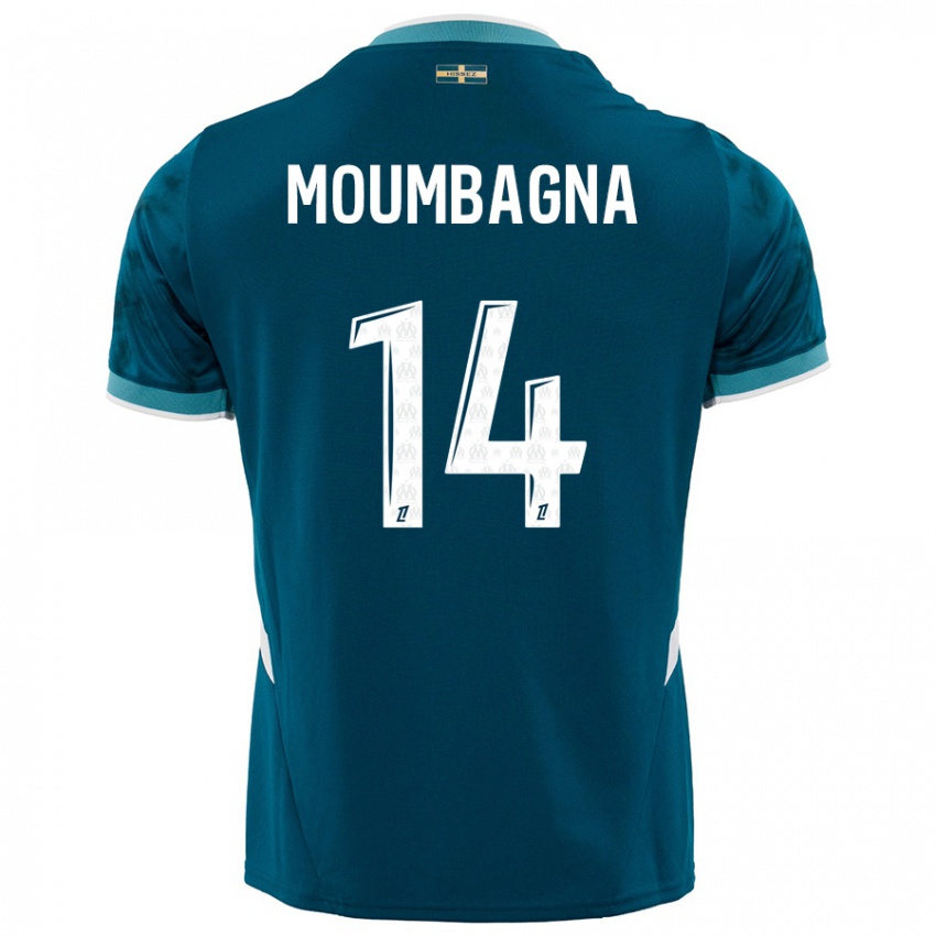 Niño Camiseta Faris Moumbagna #14 Azul Turquesa 2ª Equipación 2024/25 La Camisa Argentina