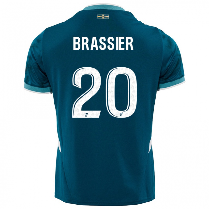 Niño Camiseta Lilian Brassier #20 Azul Turquesa 2ª Equipación 2024/25 La Camisa Argentina