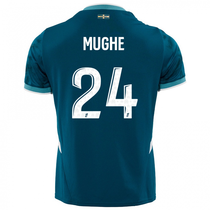 Niño Camiseta François Mughe #24 Azul Turquesa 2ª Equipación 2024/25 La Camisa Argentina