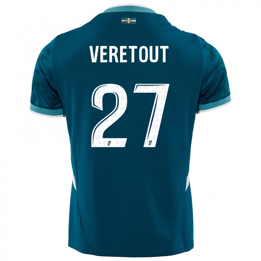 Niño Camiseta Jordan Veretout #27 Azul Turquesa 2ª Equipación 2024/25 La Camisa Argentina