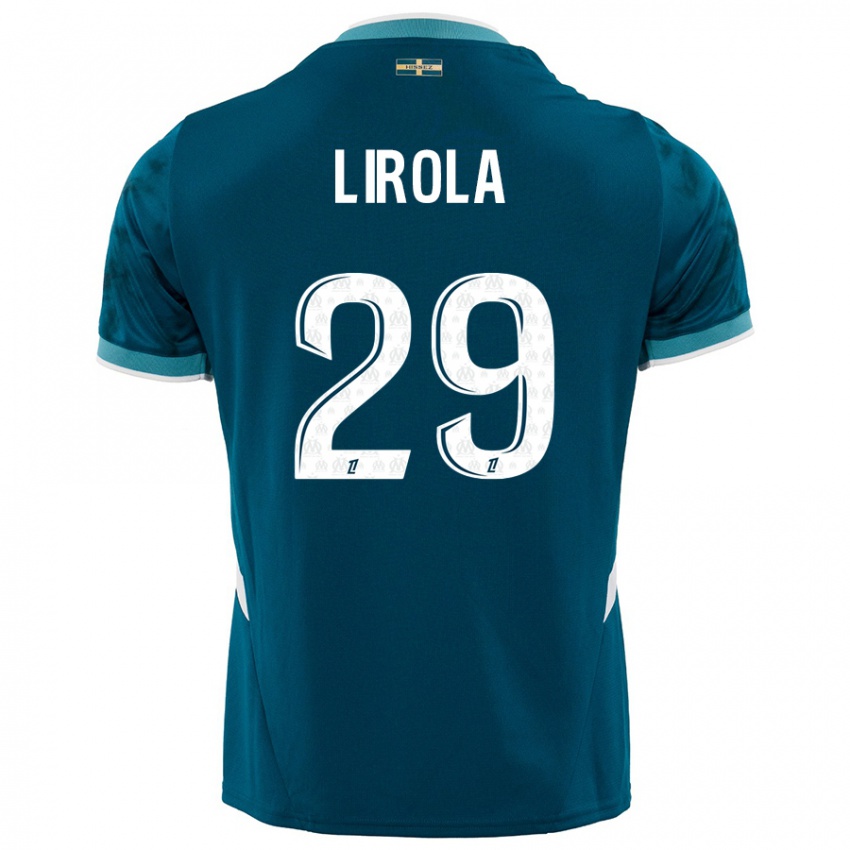 Niño Camiseta Pol Lirola #29 Azul Turquesa 2ª Equipación 2024/25 La Camisa Argentina