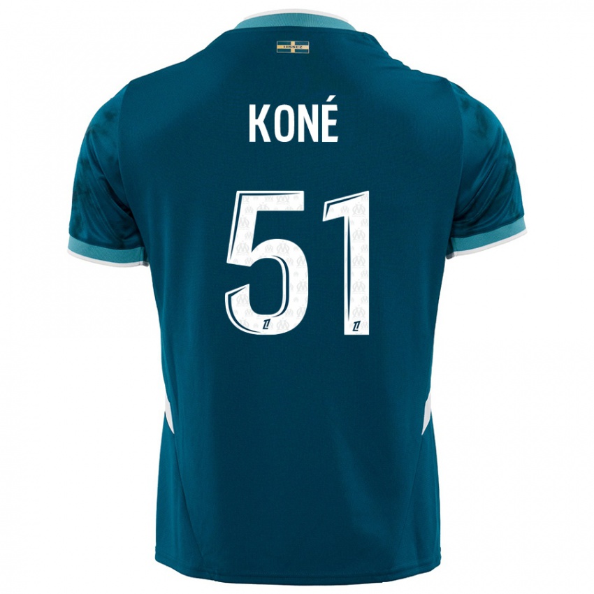 Niño Camiseta Ismaël Koné #51 Azul Turquesa 2ª Equipación 2024/25 La Camisa Argentina