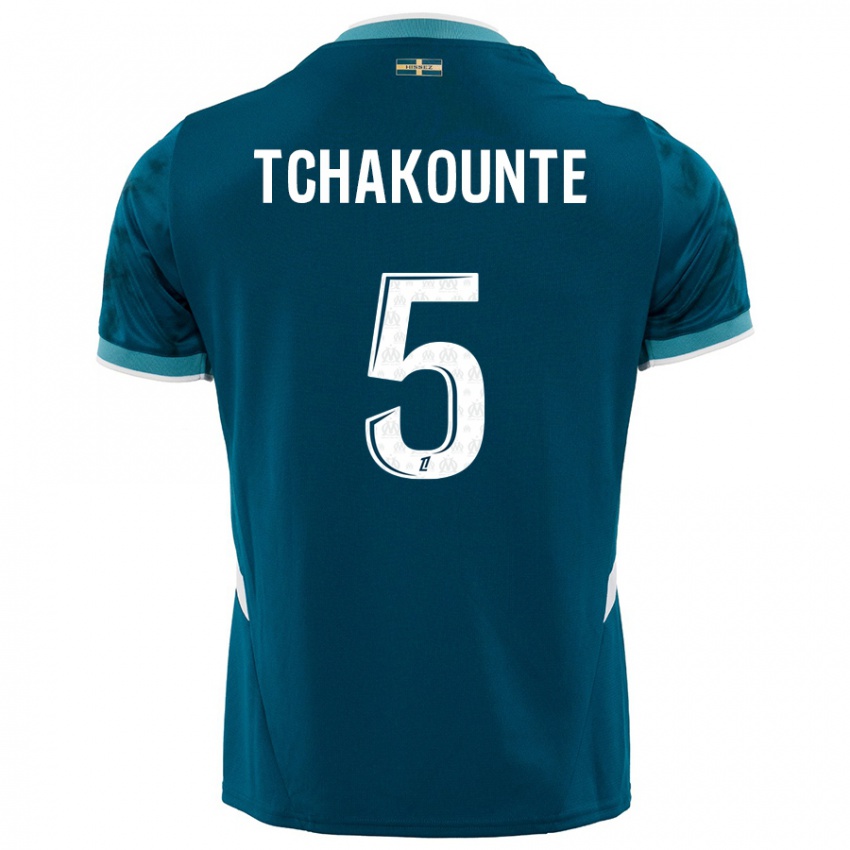 Niño Camiseta Annaëlle Tchakounté #5 Azul Turquesa 2ª Equipación 2024/25 La Camisa Argentina