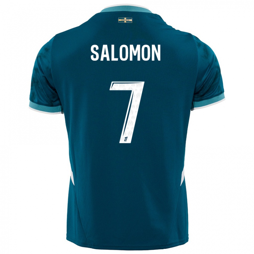 Niño Camiseta Maëva Salomon #7 Azul Turquesa 2ª Equipación 2024/25 La Camisa Argentina