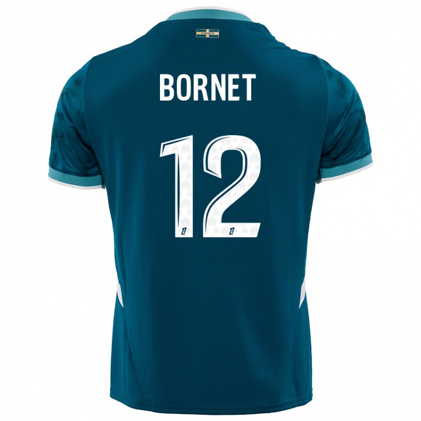 Niño Camiseta Camille Bornet #12 Azul Turquesa 2ª Equipación 2024/25 La Camisa Argentina