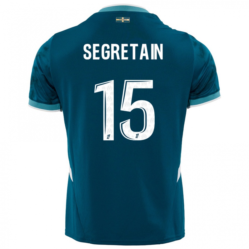 Niño Camiseta Julie Ségrétain #15 Azul Turquesa 2ª Equipación 2024/25 La Camisa Argentina